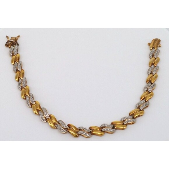 Gold Vermeil Over Sterling Silver Link Bracelet 7.5" Stamped 925 China Elegant - Picture 11 of 17